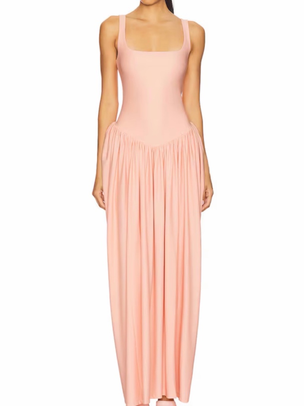 Square Neck Sleeveless Maxi Dress in Soft Pink